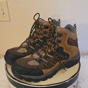Work Master Rugged Brown and Black Outdoor Boots with High-Top Design Unisex